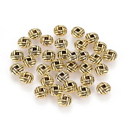 Zinc Alloy Spacer Beads, Flat Round, Cadmium Free & Lead Free, Antique Golden, 6x3.2mm, Hole: 2mm(PALLOY-ZN25847-AG-LF)