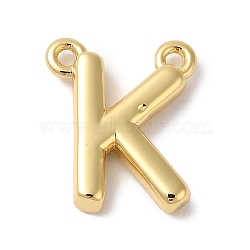 Rack Plating Brass Pendants, Long-Lasting Plated, Lead Free & Cadmium Free, Letter Charms, Real 18K Gold Plated, Letter K, 11x9x2mm, Hole: 1mm(KK-L216-003G-K)