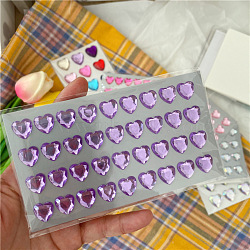 Plastic Rhinestone Self-Adhesive Stickers, Waterproof Bling Faceted Heart Crystal Decals for Party Decorative Presents, Kid's Art Craft, Lilac, 75x150mm(WG27965-06)
