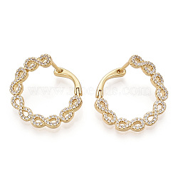 Infinity Clear Cubic Zirconia Hoop Earrings, Brass Jewelry for Women, Clear, 23x24x12mm, Pin: 1.3mm(EJEW-M216-11A)