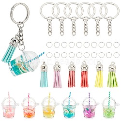 Olycraft DIY Luminous Charm Keychain Making Kit, Including Plastic Cup Pendants, Faux Suede Tassel Pendant Decorations, Iron Split Key Ring, Mixed Color, 38Pcs/bag(DIY-OC0004-39)