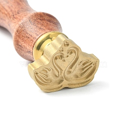 Wax Seal Stamp Set, Sealing Wax Stamp Solid Brass Head,  Wood Handle Retro Brass Stamp Kit Removable, for Envelopes Invitations, Gift Card, Swan Pattern, 83x22mm(AJEW-WH0206-020)