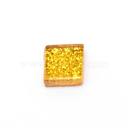 Glitter Glass Cabochons, Mosaic Tiles, for Home Decoration or DIY Crafts, Square, Gold, 10x10x4mm(X-GLAA-WH0018-91I)
