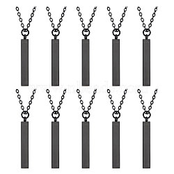 10Pcs Brass Coated Iron Pendant Necklace, Cuboid, Black, 20.28 inch(51.5cm)(NJEW-CA0001-17EB)