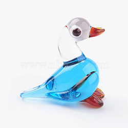 Home Decorations, Handmade Lampwork Display Decorations, Duck, Blue, 22x13x22mm(LAMP-J084-07)