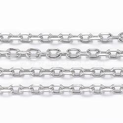 Tarnish Resistant 304 Stainless Steel Cable Chains, Diamond Cut Chains, Soldered, Faceted, with Spool, Oval, Stainless Steel Color, 2.5x1.7~1.8x0.5mm, about 32.8 Feet(10m)/roll(CHS-H009-22P)