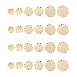 60Pcs 6 Style 304 Stainless Steel Cabochon Settings, Lace Edge Bezel Cups, Flat Round, Golden, 10pcs/style(STAS-CD0001-11)