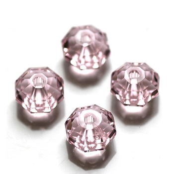 Imitation Austrian Crystal Beads, Grade AAA, Faceted, Octagon, Pink, 6x4mm, Hole: 0.7~0.9mm