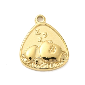 304 Stainless Steel Pendants, Triangle with Sleeping Bear Charm, Golden, 17x14.5x3mm, Hole: 1.8mm