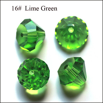 Imitation Austrian Crystal Beads, Grade AAA, Faceted, Diamond, Lime Green, 7x5mm, Hole: 0.9~1mm