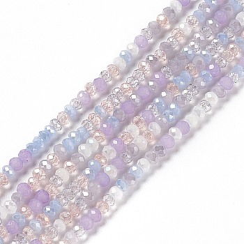 Electroplate Glass Beads Strands, AB Color Plated, Faceted, Abacus, Lilac, 3x2.5mm, Hole: 0.7mm, about 185pcs/strand, 17.32 inch(44cm)