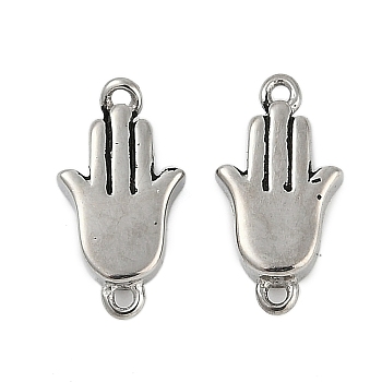 304 Stainless Steel Connector Charms, Palm Links, Antique Silver, 15x7.5x3mm, Hole: 1mm