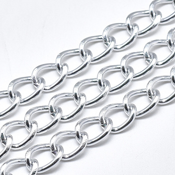 Aluminium Curb Chains, with Spool, Unwelded, Silver, 11.5x8x1.8mm, about 82.02 Feet(25m)/roll