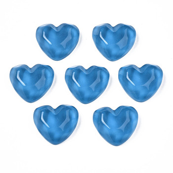 Transparent Resin Cabochons, Water Ripple, Heart, Steel Blue, 17x21x7.5mm