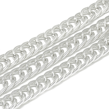 Unwelded Aluminum Double Link Chains, Silver Color Plated, 17x11.3x2mm