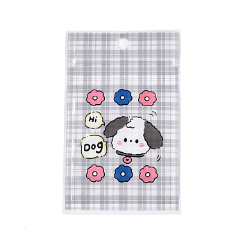 Rectangle Plastic Packaging Zip Lock Bags, with Cartoon Animal Pattern, Top Self Seal Pouches, Dog, 12x7.5x0.15cm, Unilateral Thickness: 2.5 Mil(0.065mm)