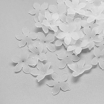 5-Petal Transparent Acrylic Bead Caps, Frosted, Clear, 20x21.5x4.5mm, Hole: 1.5mm