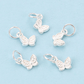 925 Sterling Silver Butterfly Charms, with 925 Stamp, Silver, 7x8.5x2mm, Hole: 4mm, Jump Ring: 5x0.5mm, Inner Diameter: 4mm