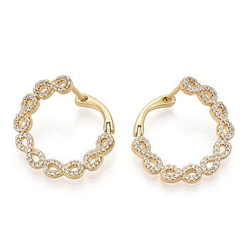 Infinity Clear Cubic Zirconia Hoop Earrings, Brass Jewelry for Women, Clear, 23x24x12mm, Pin: 1.3mm