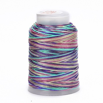 5 Rolls 12-Ply Segment Dyed Polyester Cords, Milan Cord, Round, Dark Slate Blue, 0.4mm, about 71.08 Yards(65m)/Roll