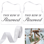 2Pcs Rectangle Acrylic Table Reserved Signs, with 2 Yards Single Face Polyester Satin Ribbons, Mixed Color, 130x180x2.5mm, Hole: 6mm(AJEW-GA0009-50)