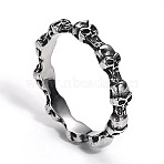 Skull Stainless Steel Rings for Men, Antique Silver, US Size 9(18.9mm)(PW-WG56FBD-01)