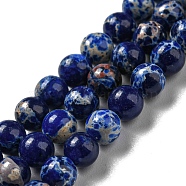 Synthetic Imperial Jasper Dyed Beads Strands, Round, Midnight Blue, 4mm, Hole: 1mm, about 91pcs/strand, 14.88''~14.96"(37.8~38cm)(G-D077-A01-02M)