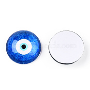 Glass Cabochons, Half Round with Eye, Dodger Blue, 20x6.5mm(GGLA-T004-05P)