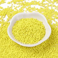 12/0 Grade A Baking Paint Glass Seed Spacer Beads, Yellow, 2x1.5mm, Hole: 0.7mm, about 2840pcs/50g(X-SEED-Q009-FJX12)