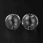 Handmade Two Holes Blown Glass Globe Beads, Round, for DIY Wish Bottle Pendants Glass Beads, Clear, 16mm, Hole: 2mm(FIND-WH0104-03E)