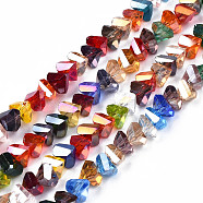 Electroplate Glass Beads Strands, Triangle, Mixed Color, 3.5x6x4.5mm, Hole: 1mm, about 100pcs/strand, 13.39 inch~14.56 inch(34~37cm)(X-EGLA-N002-06L)