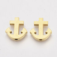 304 Stainless Steel Beads, Anchor, Golden, 14.5x14x3mm, Hole: 1.8mm(X-STAS-S079-139B)