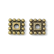 Tibetan Style Alloy Spacer Beads, Cadmium Free & Nickel Free & Lead Free, Square, Antique Bronze, 7x7x2mm, Hole: 2mm(X-TIBEB-00697-AB-NR)
