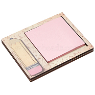 Square Memo Paper, with Wood Storage Board, Plaid Notes, for Office & School, BurlyWood, Board: 127x99x10mm, Inner Diameter: 79x83mm, Paper: 77x77mm(AJEW-WH0413-55A)