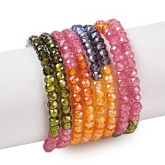 Transparent Gradient Color Cubic Zirconia Strand, Segmented Multi-color Beads, Faceted, Rondelle, Colorful, 3x2mm, Hole: 0.6mm, about 200pc/strand, 15.79''(40.1cm)(ZIRC-NH0002-01K)