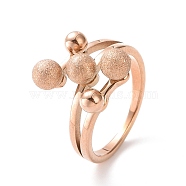 Ion Plating(IP) 304 Stainless Steel Round Ball Finger Ring for Women, Rose Gold, US Size 7(17.3mm)(RJEW-D120-13B-RG)