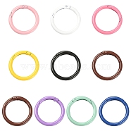 10Pcs Spray Painted Alloy Spring Gate Rings, Round Ring, Mixed Color, 41x5mm, inner diameter: 31.5mm(FIND-YW0001-62)