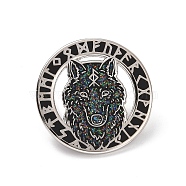 Alloy Enamel Pins Brooch, for Backpack Clothes, Wolf, 28.5x1mm(JEWB-R268-01A)
