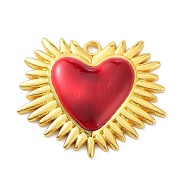 Alloy Enamel Pendants, Golden, Heart Charm, Golden, 29x33x5mm, Hole: 2mm(ENAM-P252-13G)
