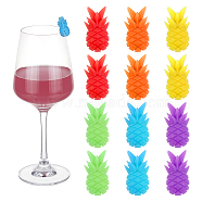 Silicone Wine Glass Charms, Drink Markers, for Bar, Christmas, Birthday, Party Decoration, Pineapple, Mixed Color, 26x14x13.5mm, 6 color/set(AJEW-NB0002-06)
