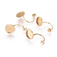 Ion Plating(IP) 304 Stainless Steel Ear Nuts, Butterfly Earring Backs for Post Earrings, Flat Round Cabochon Settings, Golden, Tray: 12mm, 29.5x14x17mm, Hole: 0.8mm(STAS-F232-05B-G)