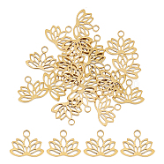 20Pcs 304 Stainless Steel Charms, Lotus Charms, Golden, 7.5x9.5x1mm, Hole: 1.4mm(STAS-UN0048-71)