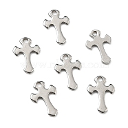 201 Stainless Steel Tiny Cross Charms, Stainless Steel Color, 12x8.5x1mm, Hole: 1.2mm(STAS-F139-025P)