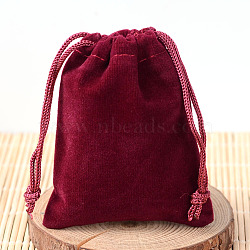 Rectangle Velvet Pouches, Gift Bags, Dark Red, 15x10cm(TP-R002-10x15-02)