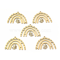 304 Stainless Steel Pendants, Arch with Grass, Golden, 26x36x1mm, Hole: 1.2mm(STAS-C051-07G)