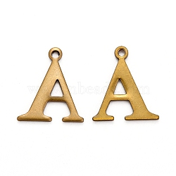 304 Stainless Steel Alphabet Charms, Antique Bronze, Letter.A, 12x10.5x1mm, Hole: 1mm(STAS-H122-A-AB)