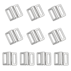 Alloy Bikini Clips, Bra Clasp Replacement Part, Lingerie Front Closure, Platinum, 14x15x4mm, Hole: 9.5x2mm, 10 sets/box(FIND-CA0008-25C)