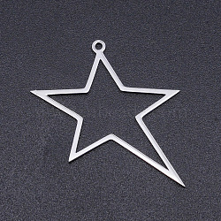 201 Stainless Steel Laser Cut Pendants, Star, Stainless Steel Color, 33x30x1mm, Hole: 1.5mm(STAS-S105-T912-1)