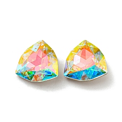 Glass Rhinestone Cabochons, Point Back & Back Plated, Faceted, Triangle, Crystal AB, 17x17x6.5mm(RGLA-M017-B01-001ST)