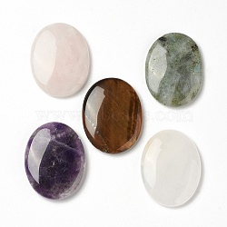 Natural Mixed Gemstones, Worry Stone for Anxiety Therapy, Oval Thumb, 45x34~35x7~8.5mm(G-B036-01)